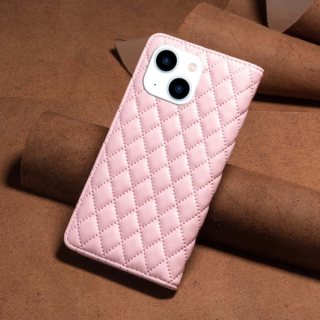 Binfen Color BF Style-16 For iPhone 15 Phone Case Anti-drop PU Leather Stand Shell with Card Slots - Pink Binfen Color BF Style-16 For iPhone 15 Phone Case Anti-drop PU Leather Stand Shell with Card Slots - Pink